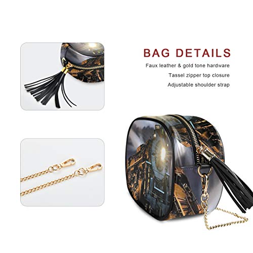 XiangHeFu Purse Phone Bag Card Holder Coin Case Wallet Steam Train Night Organizer Large Capacity