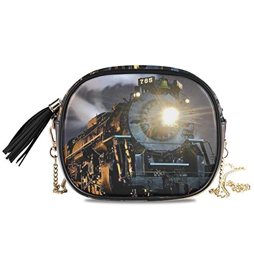 XiangHeFu Purse Phone Bag Card Holder Coin Case Wallet Steam Train Night Organizer Large Capacity