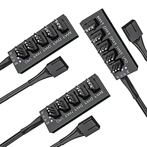 XTVTX 3PCS PWM Fan Hub, 4-Pin PWM Fan Power Supply Cable 1 a 5 Splitter 5 Way PC Case Internal Motherboard Fan Power Extension Cable Cable