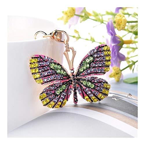 XUANLAN Llavero Creativo Adornos de Moda Llavero de la Mariposa Colorida de la aleación Colgante Artesanal de Coches señora Gift Bolsa Key Ring Llavero Seguro (Color : Green, tamaño : Photo Color)