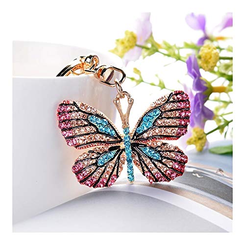 XUANLAN Llavero Creativo Adornos de Moda Llavero de la Mariposa Colorida de la aleación Colgante Artesanal de Coches señora Gift Bolsa Key Ring Llavero Seguro (Color : Green, tamaño : Photo Color)