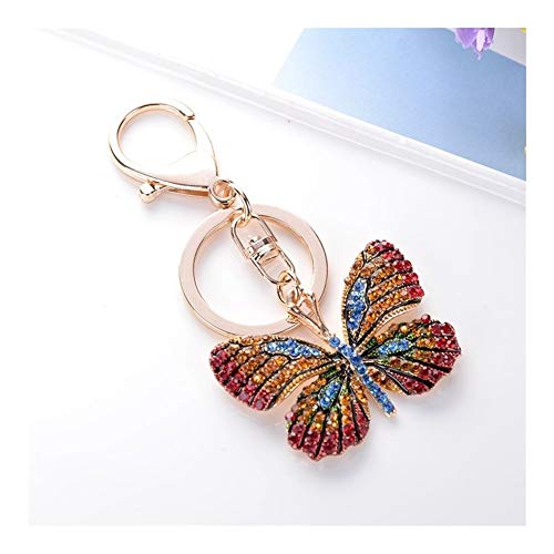 XUANLAN Llavero Creativo Adornos de Moda Llavero de la Mariposa Colorida de la aleación Colgante Artesanal de Coches señora Gift Bolsa Key Ring Llavero Seguro (Color : Green, tamaño : Photo Color)