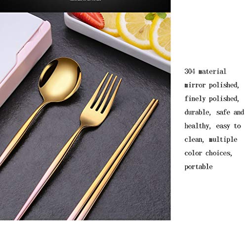 xuejuanshop Conjuntos de vajillas Palillos 304stainless Cubiertos de Acero Cubiertos/Tenedor/Cuchara, Pulido Espejo, cubertería portátil Vajilla de Porcelana (Color : D)