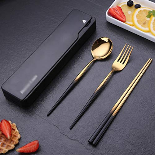 xuejuanshop Conjuntos de vajillas Palillos 304stainless Cubiertos de Acero Cubiertos/Tenedor/Cuchara, Pulido Espejo, cubertería portátil Vajilla de Porcelana (Color : D)