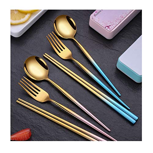 xuejuanshop Conjuntos de vajillas Palillos 304stainless Cubiertos de Acero Cubiertos/Tenedor/Cuchara, Pulido Espejo, cubertería portátil Vajilla de Porcelana (Color : D)