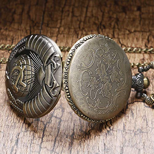 XVCHQIN Steam Punk Vintage Hammer and Sickle Reloj de Bolsillo Diseñador Rusia Emblema Cuarzo Bronce Regalos, Bronce