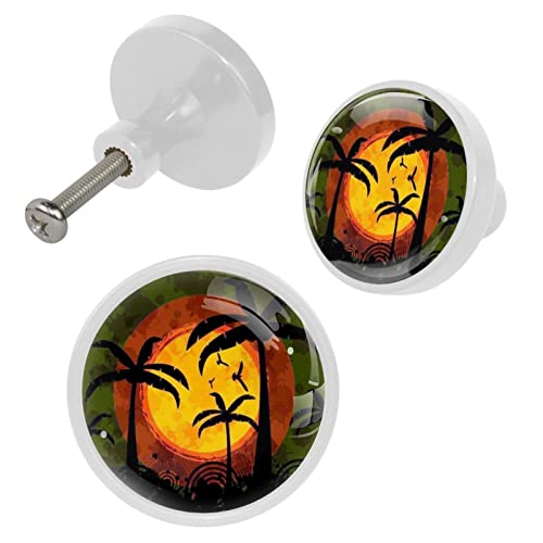 YATELI Perillas de extracción de para gabinetes,armarios,Puertas y cajones de Muebles: se Venden como un Paquete de 4 perillas,Playa Sunset Playa Tropical Palmer