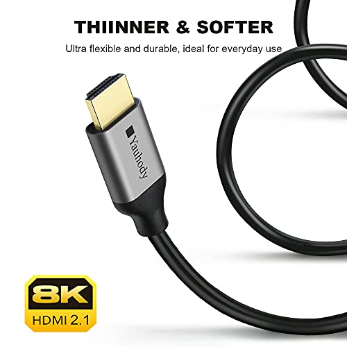 Yauhody 2Pcs 1.8M Cable HDMI 2.1 8K Ultra Alta Velocidad 48Gbps 8K@60Hz, 4K@120Hz/144Hz, HDMI 2.1 Certificado Compatible con Fire TV, Soporte 3D, 8K UHD, 3D-Xbox Playstation PS3 PS4 PC (1.8m, Negro)