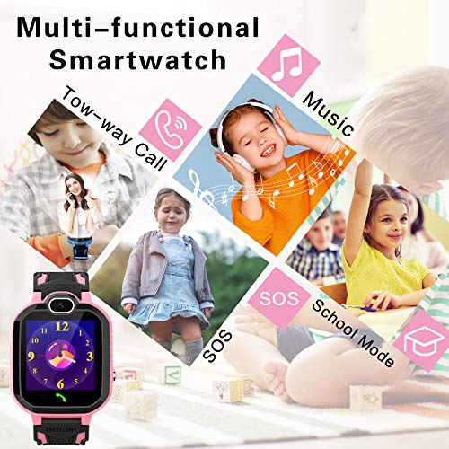 YENISEY Reloj Inteligente Niño, Teléfono con Juego Cámara 100+ Fotos Música Despertador Llamadas SOS Smart Watch Reloj Inteligente Niño 4-12 Años Cumpleaños Festival Regalo Smartwatch Niño - Rosado