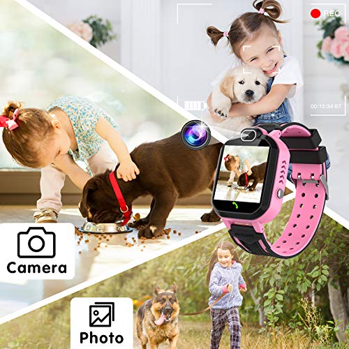 YENISEY Reloj Inteligente Niño, Teléfono con Juego Cámara 100+ Fotos Música Despertador Llamadas SOS Smart Watch Reloj Inteligente Niño 4-12 Años Cumpleaños Festival Regalo Smartwatch Niño - Rosado