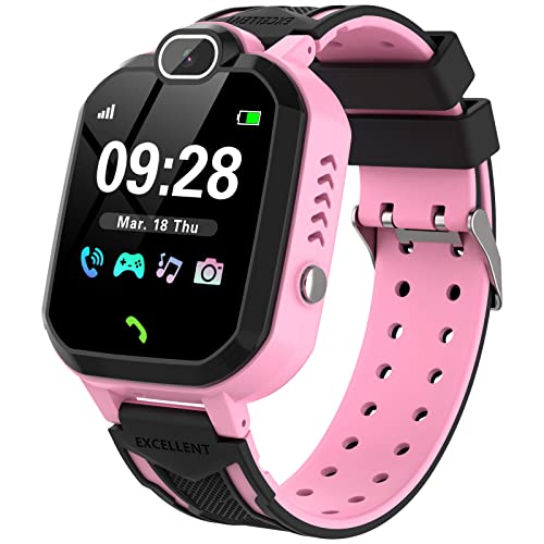 YENISEY Reloj Inteligente Niño, Teléfono con Juego Cámara 100+ Fotos Música Despertador Llamadas SOS Smart Watch Reloj Inteligente Niño 4-12 Años Cumpleaños Festival Regalo Smartwatch Niño - Rosado