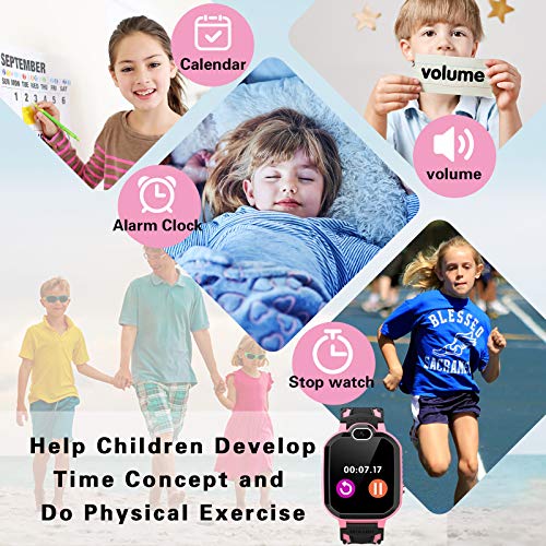 YENISEY Reloj Inteligente Niño, Teléfono con Juego Cámara 100+ Fotos Música Despertador Llamadas SOS Smart Watch Reloj Inteligente Niño 4-12 Años Cumpleaños Festival Regalo Smartwatch Niño - Rosado