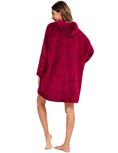 YEPLINS Sudadera con capucha de gran tamaño, sudadera con capucha Sherpa con capucha, suave y cálida con capucha gigante (rojo)