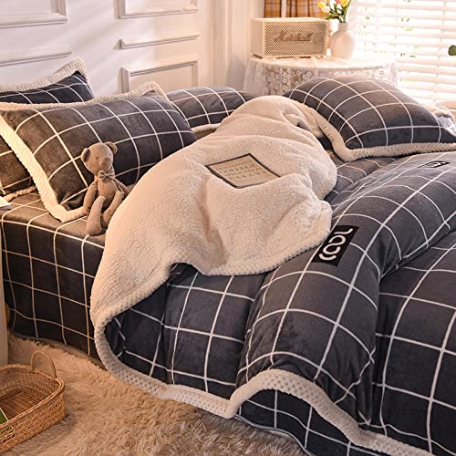 YFGY Comforter Cover Sets Super King,Thicken Plush Duvet Cover Bedding Sets, Bed Sheet Pillowcases Bedroom Apartment For Men and Women H 220 * 240cm(4pcs)