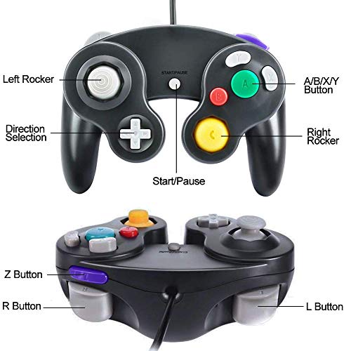 Yideng Controlador de Gamecube, 2 paquetes Controlador de Gamecube con cable clásico Vibration Gamepad Compatible con Gamecube / Wii U / Wii / PC / Switch Controller, Negro