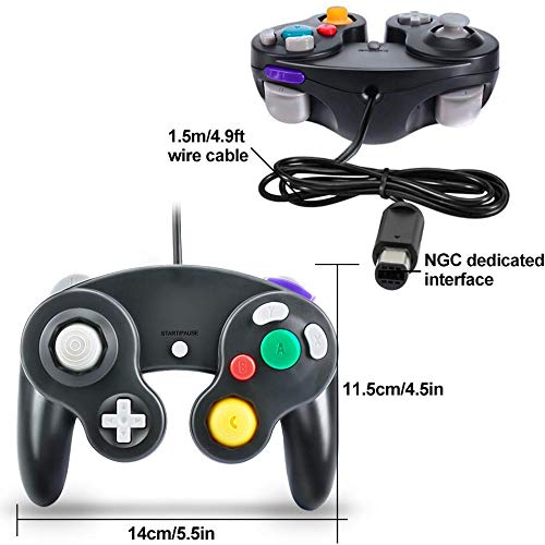 Yideng Controlador de Gamecube, 2 paquetes Controlador de Gamecube con cable clásico Vibration Gamepad Compatible con Gamecube / Wii U / Wii / PC / Switch Controller, Negro