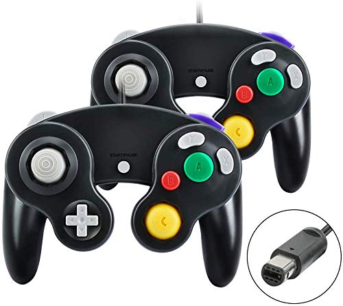 Yideng Controlador de Gamecube, 2 paquetes Controlador de Gamecube con cable clásico Vibration Gamepad Compatible con Gamecube / Wii U / Wii / PC / Switch Controller, Negro