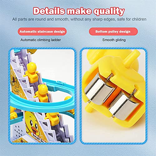 YIMO Electric Little Duck Track Slide Toys,Electric Duck Climbing Stairs Toy,railcar Toy, Electric Duck Climbing Stairs Toys,Small Yellow Duck Educational Climbing Toy,Duck Climbing Stairs Toy