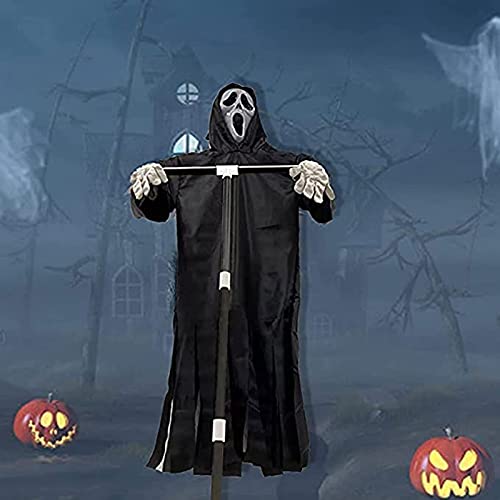 Yokbeer Ghostface Scarecrow, 78.74in Scary Halloween Scarecface Scarecrow, Decoración de Espantapájaros Gritando para Jardín, Porche, Jardín y Árbol, Fiesta Temática de Terror