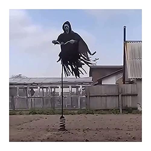 Yokbeer Ghostface Scarecrow, 78.74in Scary Halloween Scarecface Scarecrow, Decoración de Espantapájaros Gritando para Jardín, Porche, Jardín y Árbol, Fiesta Temática de Terror