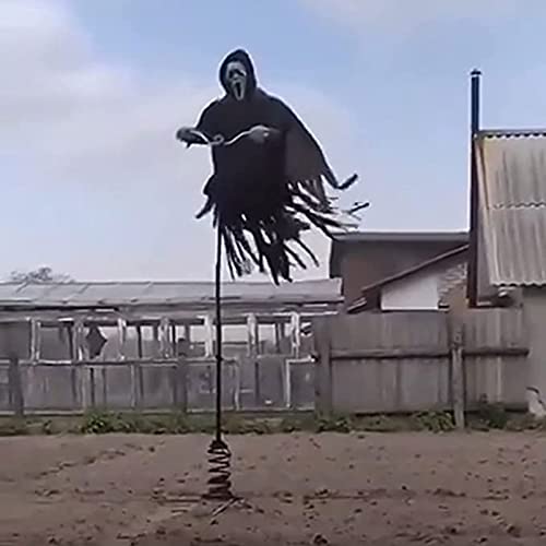 Yokbeer Ghostface Scarecrow - Scream Flying Scarecrow, Decoración de Halloween Ghostface Scarecrow, Decoración de Terror Al Aire Libre, Decoración Creativa para Jardín, Hogar, Patio, Porche