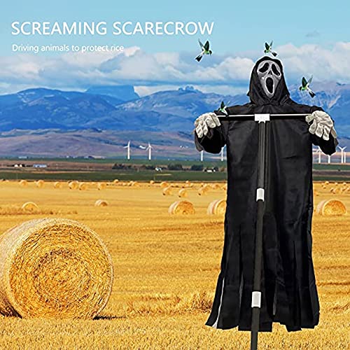 Yokbeer Ghostface Scarecrow - Scream Flying Scarecrow, Decoración de Halloween Ghostface Scarecrow, Decoración de Terror Al Aire Libre, Decoración Creativa para Jardín, Hogar, Patio, Porche
