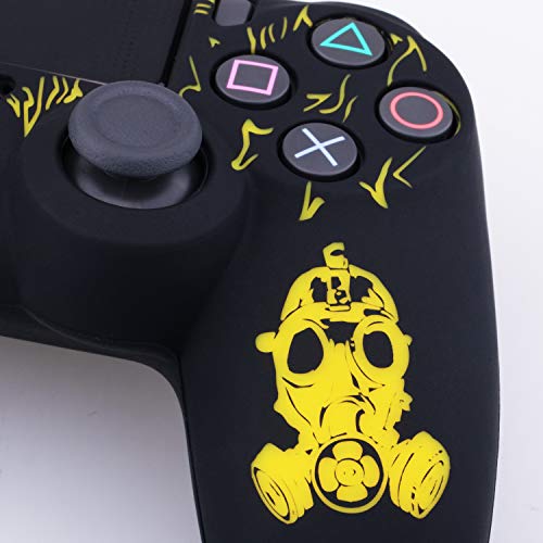 YoRHa Grabado Láser Silicona Caso Piel Fundas Protectores Cubierta para Sony PS4/slim/Pro Dualshock 4 Mando x 1 (Radiación) con Los Puños Pulgar Thumb Gripsx 10