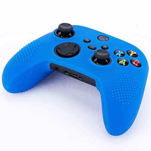 YoRHa Silicona Funda Piel Carcasas Cubierta para Xbox Series X/S Mando x 1 (Azul) con Agarres para el Pulgar x 10