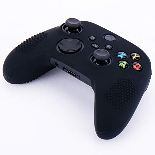 YoRHa Silicona Funda Piel Carcasas Cubierta para Xbox Series X/S Mando x 1 (Negro) con Agarres para el Pulgar x 10