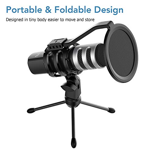 YOTTO Micrófono PC USB de Condensador Cardioide 192KHz/24bit Micrófono Plug and Play Profesional para Grabación de Estudio, Gaming, Streaming, Podcasts, Youtube, Twitch, Voice Overs con Filtro Pop