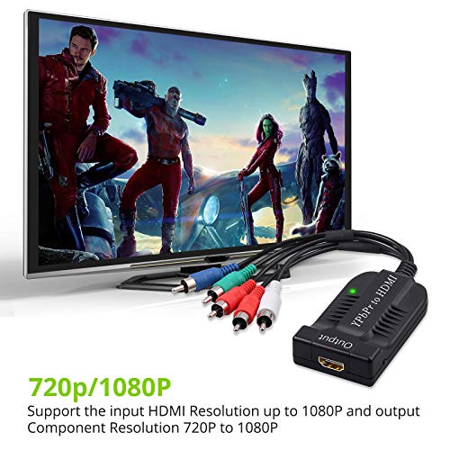 YPBPR RGB Componente a HDMI 1080p Convertidor de Audio y Video Componente YPbPr a HDMI con Cable Tipo Macho para VHS VCR DVD PC HDTV PS3 360