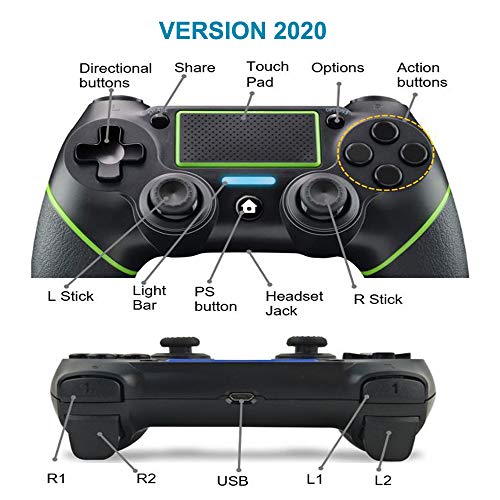 YUES Mando funciona para PS4, Verde