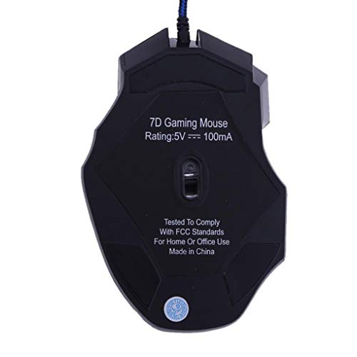 Yujum USB 5500DPI ratón óptico del juego LED luminoso con USB juego del ratón cable 7/6 Botón ratones de ordenador portátil PC Gamer，color 2，7 keys