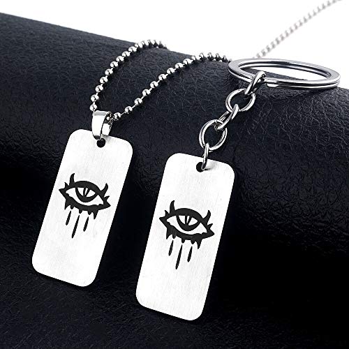 YUNMENG 2 Piezas Neverwinter Nights de Acero Inoxidable Nekclaces Letra Logo Colgantes la Joya del Ojo Norte para Mujeres Hombres Cosplay Juego joyería