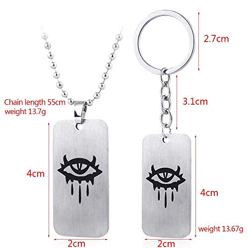 YUNMENG 2 Piezas Neverwinter Nights de Acero Inoxidable Nekclaces Letra Logo Colgantes la Joya del Ojo Norte para Mujeres Hombres Cosplay Juego joyería