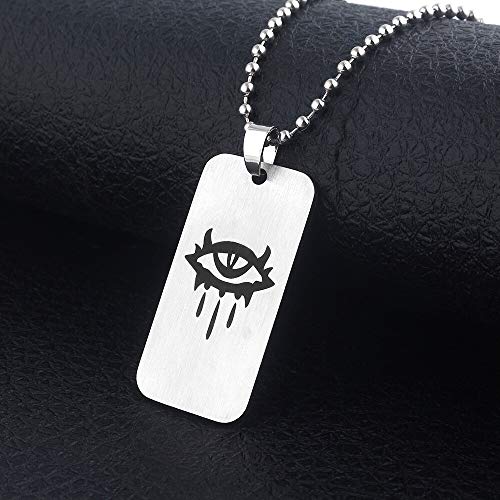 YUNMENG 2 Piezas Neverwinter Nights de Acero Inoxidable Nekclaces Letra Logo Colgantes la Joya del Ojo Norte para Mujeres Hombres Cosplay Juego joyería