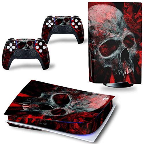 YWZQ Skull Scary PS5 Pegatina de la Piel Digital Pegatina de calcomanía para Playstation 5 Consola y Controladores PS5 Piel Protectora Vinilo,C