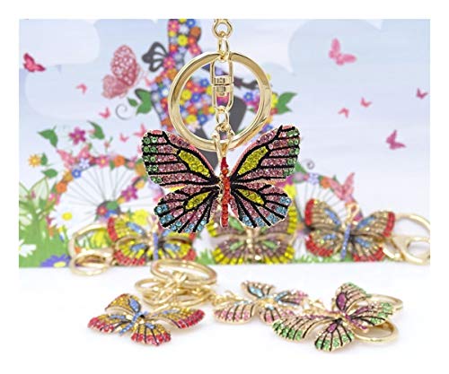 ZAOPP Adornos de Moda Llavero de la Mariposa Colorida de la aleación Colgante Artesanal de Coches señora Gift Bolsa Key Ring (Color : Green, Size : Photo Color)