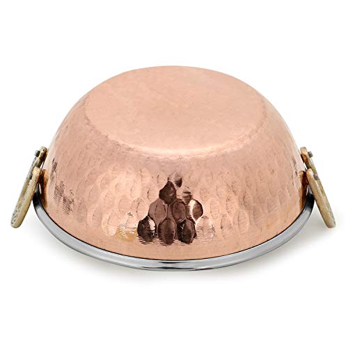 Zap Impex - Juego de 4 cuencos indios de cobre martillado, acero inoxidable, platos indios y curry pequeño (15 cm)