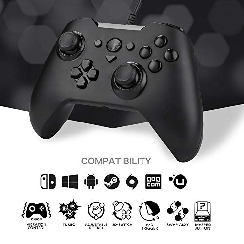ZD-O Wired Gaming Controller 6 Remappable Multi-Function Buttons for Steam Nintendo Switch,Lapto/PC(Win7-Win10),Android Smartphone Tablet VR TV Box（WHITE）