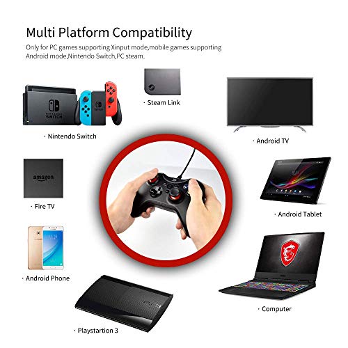 ZD T Gaming - Mando para mando con cable para PC (Windows XP/7/8/8.1/10) / Playstation 3 / Android/Steam - No compatible con Xbox 360/One (cable en T)