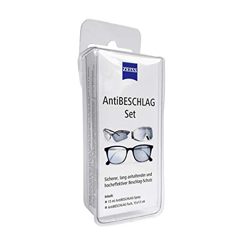 ZEISS Aerosol antivaho con 15 ml de contenido, incluye un paño de limpieza para gafas para una protección duradera contra el empañamiento, incluso en condiciones de alta humedad.