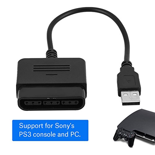 Zerone Adaptador de Controlador PS2 a PS3, Controlador PS2 a USB Convertidor para PS3 PC Compatible para Sony PS1 PS2 Controlador inalámbrico con Cable