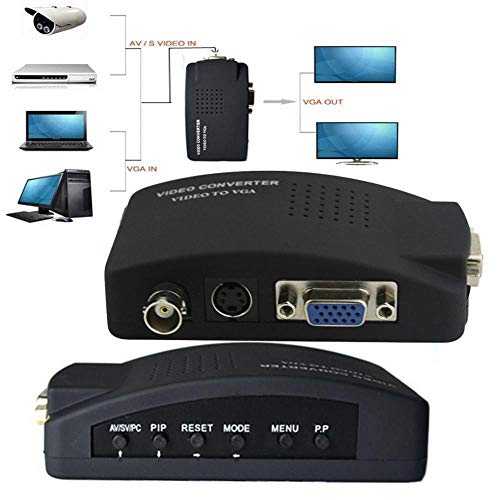 Zerone Conversor de vídeo de 1080p, BNC/S-Video/VGA a VGA para DVD, PDP y PS2, color negro
