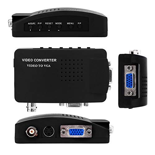 Zerone Conversor de vídeo de 1080p, BNC/S-Video/VGA a VGA para DVD, PDP y PS2, color negro