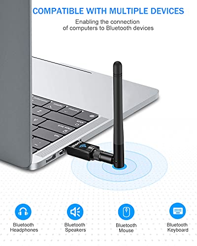 ZEXMTE Bluetooth Dongle Adaptador inalámbrico 100M Bluetooth Transmisor Receptor para ordenador portátil PC, compatible con Windows 10/8/7/Vista/XP, ratón, teclado y auriculares