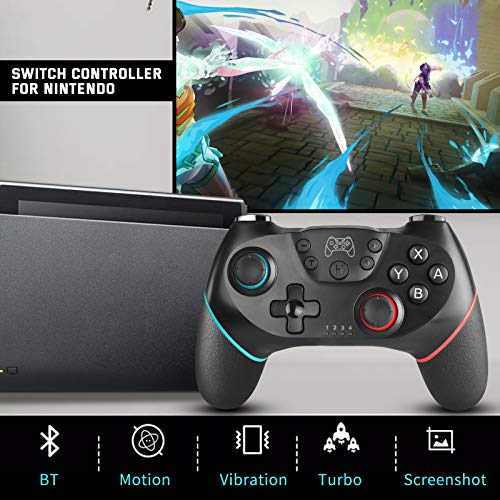 Zexrow Mando para Switch, Mando Pro Controller Mando pc Inalambrico con Función Gyro Axis/Dual Shock y Turbo Compatible con Switch/Lite