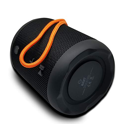 ZIU Rocket - Altavoz inalámbrico Bluetooth 5.0 Estéreo Subwoofer Resistente Portatil Manos Libres USB Conexión TWS Micro SD Entrada Auxiliar Radio FM Micrófono Incorporado - Negro 12 x 9 x 9 cm