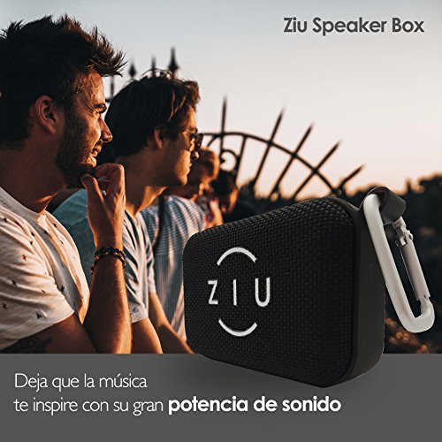 Ziu Smart Items Altavoz Portátil(3W, Bluetooth, Recargable, Entrada Auxiliar, 6 Horas de Reproducción Continua, Micrófono Incorporado), Negro, 11.5 x 7 x 4 cm