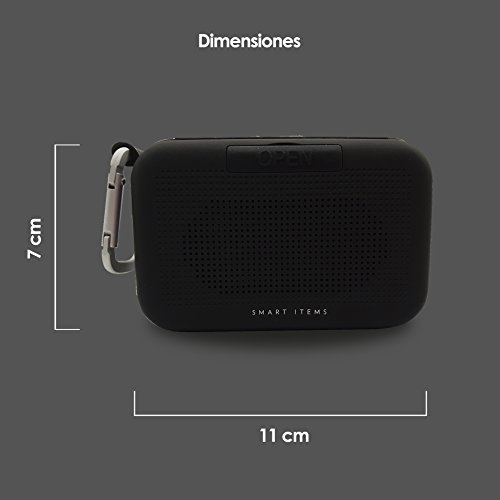Ziu Smart Items Altavoz Portátil(3W, Bluetooth, Recargable, Entrada Auxiliar, 6 Horas de Reproducción Continua, Micrófono Incorporado), Negro, 11.5 x 7 x 4 cm